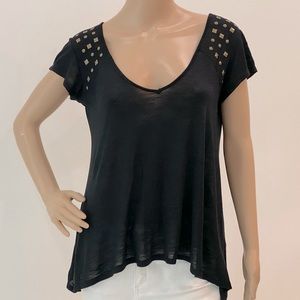 Black Goldtone Studded Top